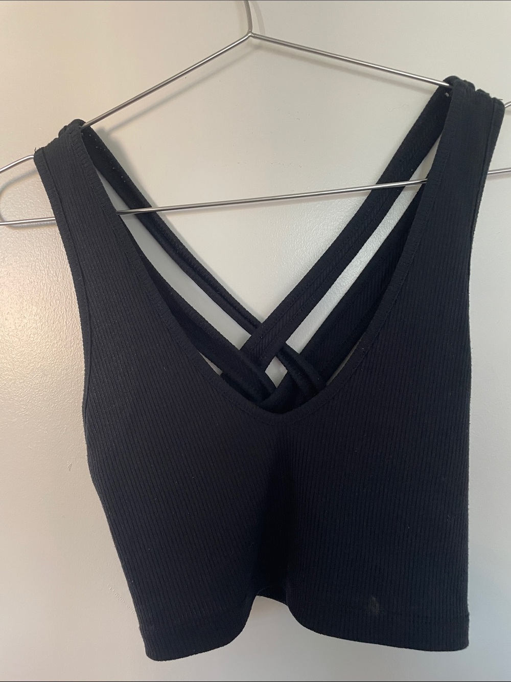 Urban Outfitters Black Ribbed Crisscross Crop Camisole